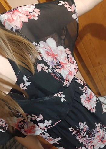 Siyah Çiçekli Bohem Midi Elbise - Görsel 3