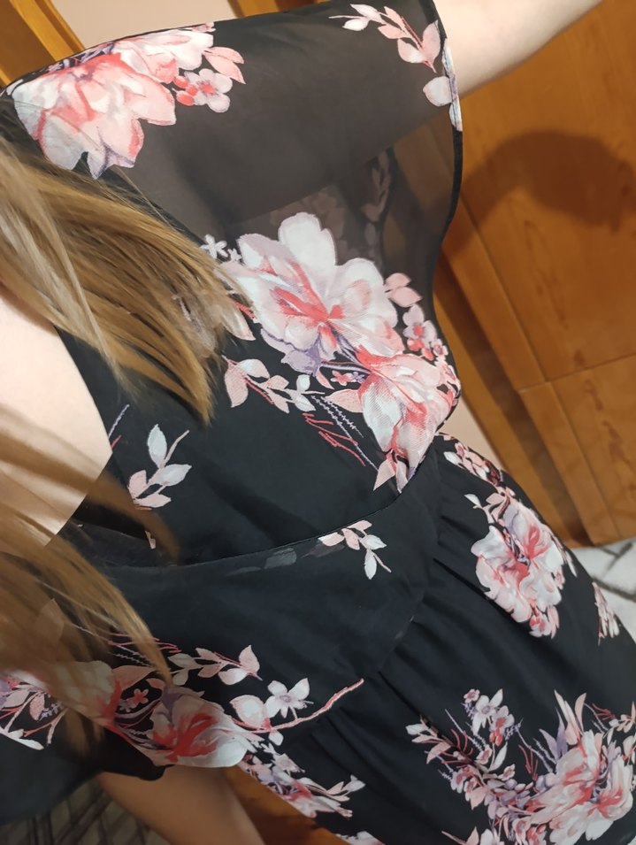 Siyah Çiçekli Bohem Midi Elbise - Görsel 3