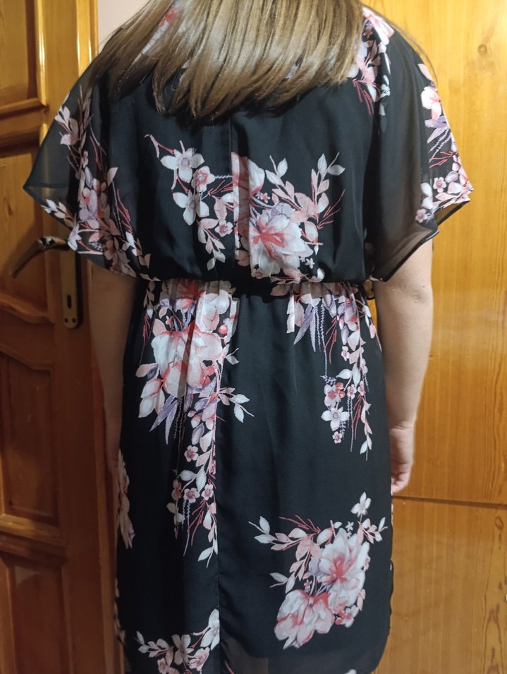 Siyah Çiçekli Bohem Midi Elbise - Görsel 2