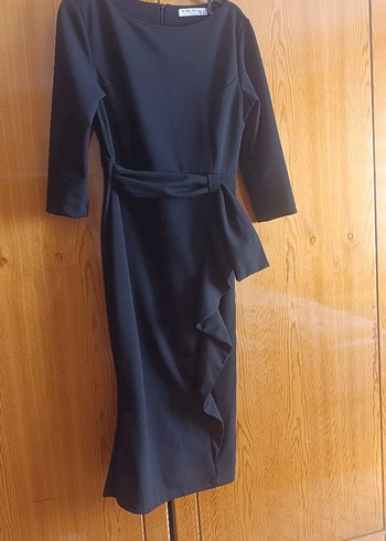 Düğmeli Siyah Midi Bluz - Görsel 3