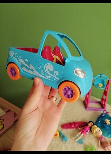 Beden ORJİNAL POLLY POCKET ARABASI, 2 ader POLLY Pocket Bebek, Salınca