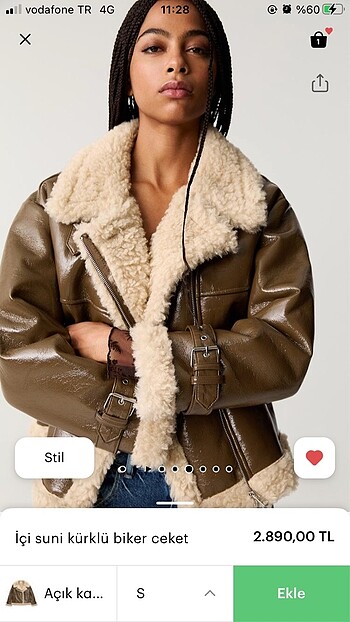 İçi suni kürklü biker ceket (PULL&BEAR )