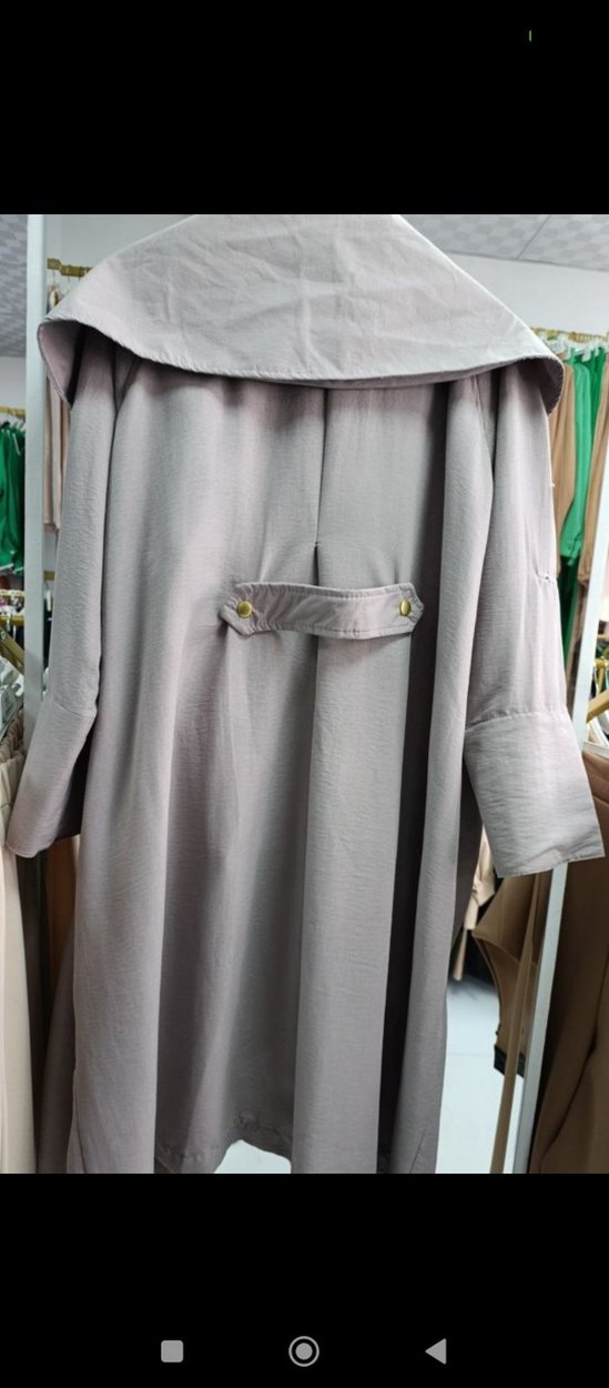 Gri Kadın Uzun Drapeli Trençkot - Görsel 4