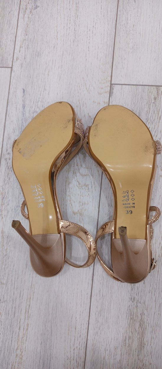 Rose gold Renkli Taşlı Stiletto Abiye Ayakkabı - Görsel 4