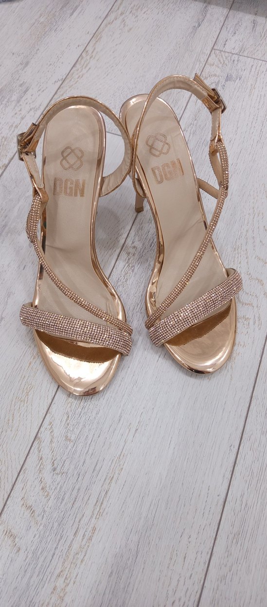 Rose gold Renkli Taşlı Stiletto Abiye Ayakkabı - Görsel 2
