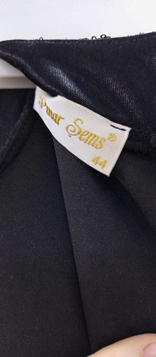 İşlemeli Siyah Uzun Kadın Abiye Elbise - Görsel 5