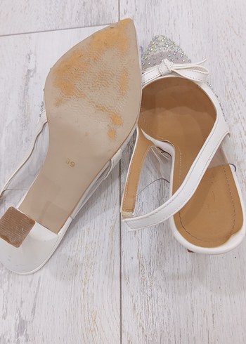 Beyaz Fiyonklu Stiletto Abiye Ayakkabı - Görsel 5