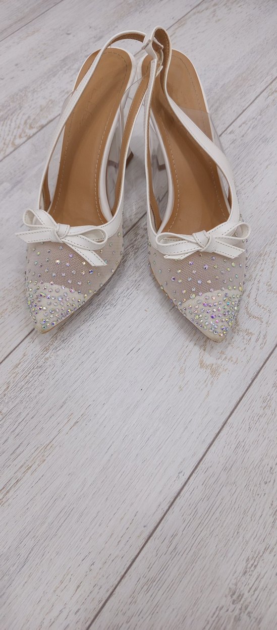 Beyaz Fiyonklu Stiletto Abiye Ayakkabı - Görsel 3