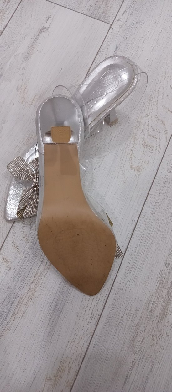 Beyaz Cam Stiletto Fiyonk Detaylı Kadın Ayakkabı - Görsel 3