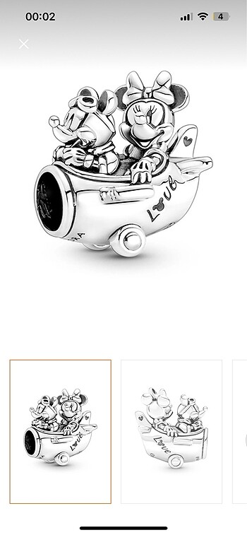 Pandora disney mickey mouse ve minnie mouse uçak charm