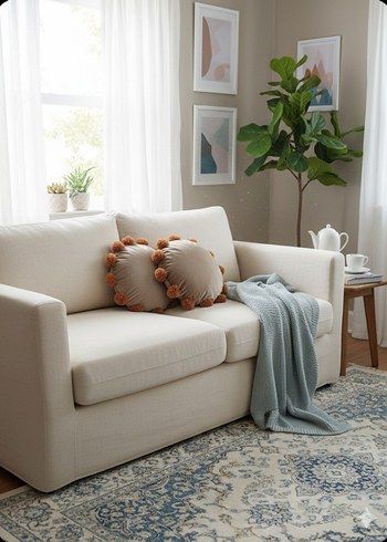 kahverengi ponponlu Modern Dekoratif Yastık - Görsel 2