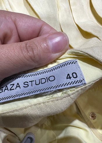 40 Beden Sarı Mini Elbise V Yakalı Düğmeli