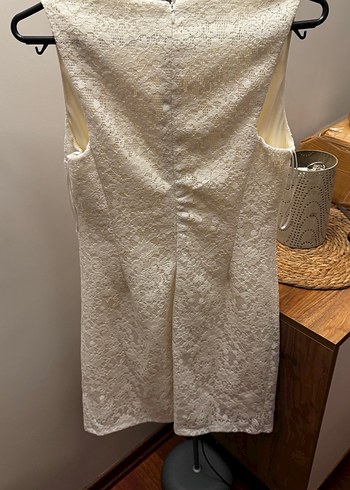 Dantel Mini Beyaz Klasik Düğün Elbisesi - Görsel 2