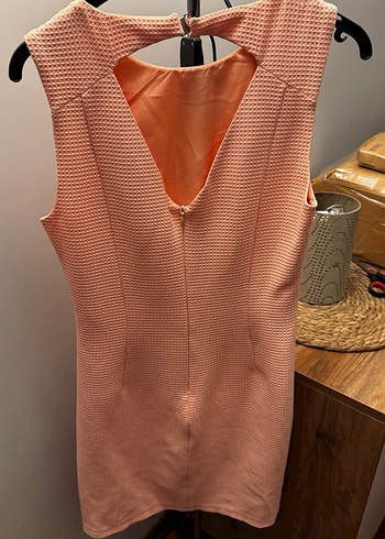 Pembe Midi Kolsuz Koton marka elbise - Görsel 2