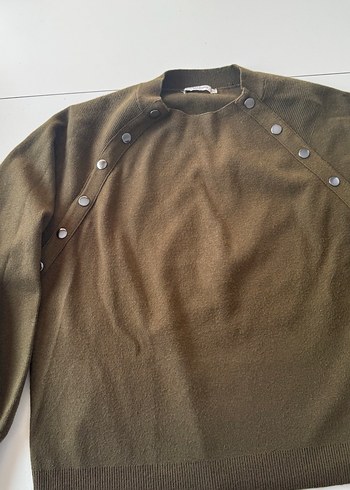 Mango haki Örgü Kadın Yün Kazak - Görsel 2