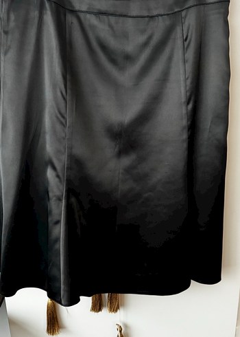 Siyah Kadın Saten Blazer Ceket ve etek takım - Görsel 2