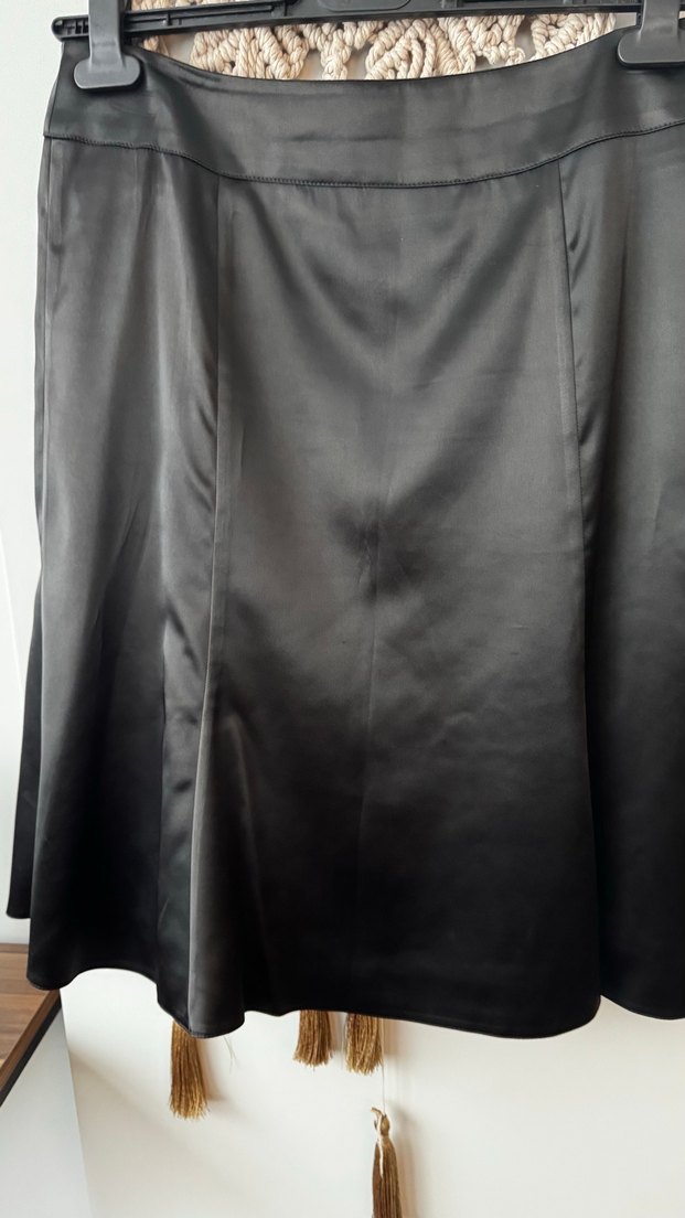 Siyah Kadın Saten Blazer Ceket ve etek takım - Görsel 3