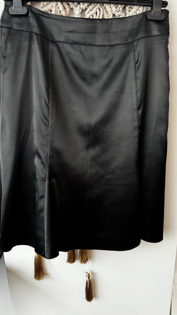 Siyah Kadın Saten Blazer Ceket ve etek takım - Görsel 2