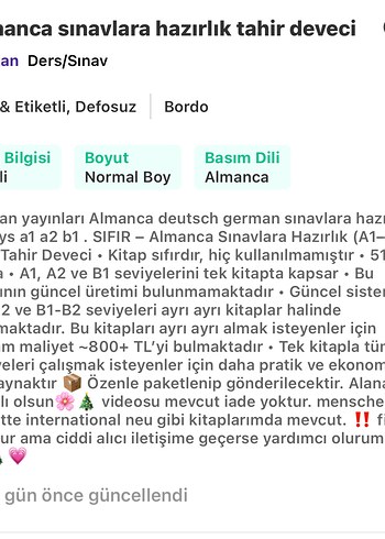 Almanca Sınavlara Hazırlık Kitabı a1 a2 b1 - Görsel 6