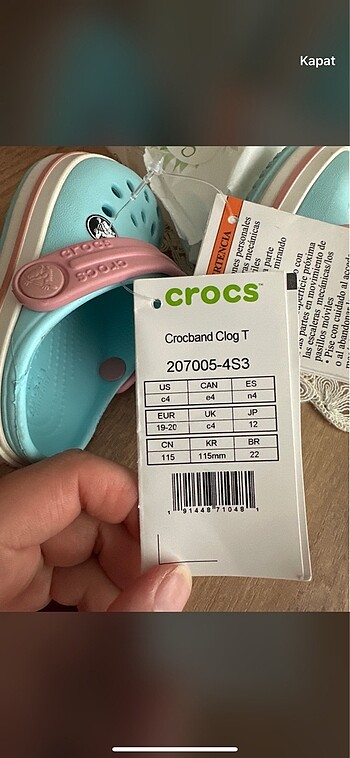 20 Beden turkuaz Renk Crocs terlik