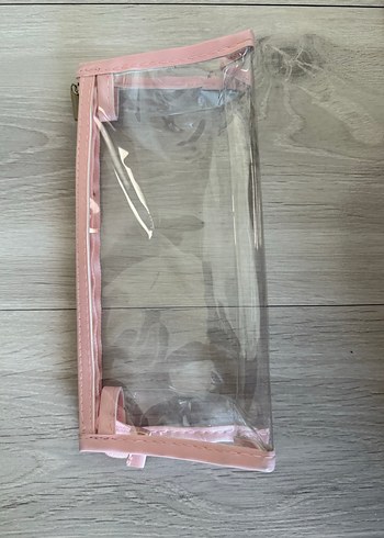 Pembe Transparan Fermuarlı Makyaj Çantası
