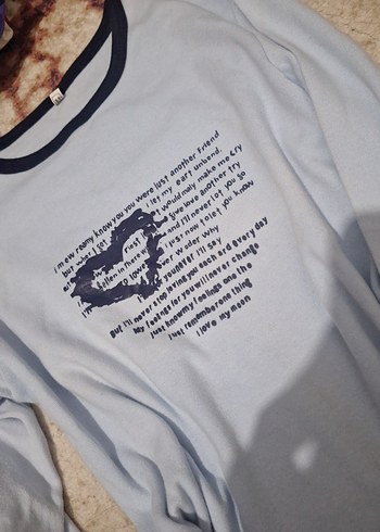 bebek mavisi uzun kollu vintage crop - Görsel 2