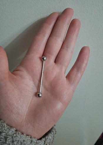 Minimalist köprü kuşak piercing Gri Metal - Görsel 2