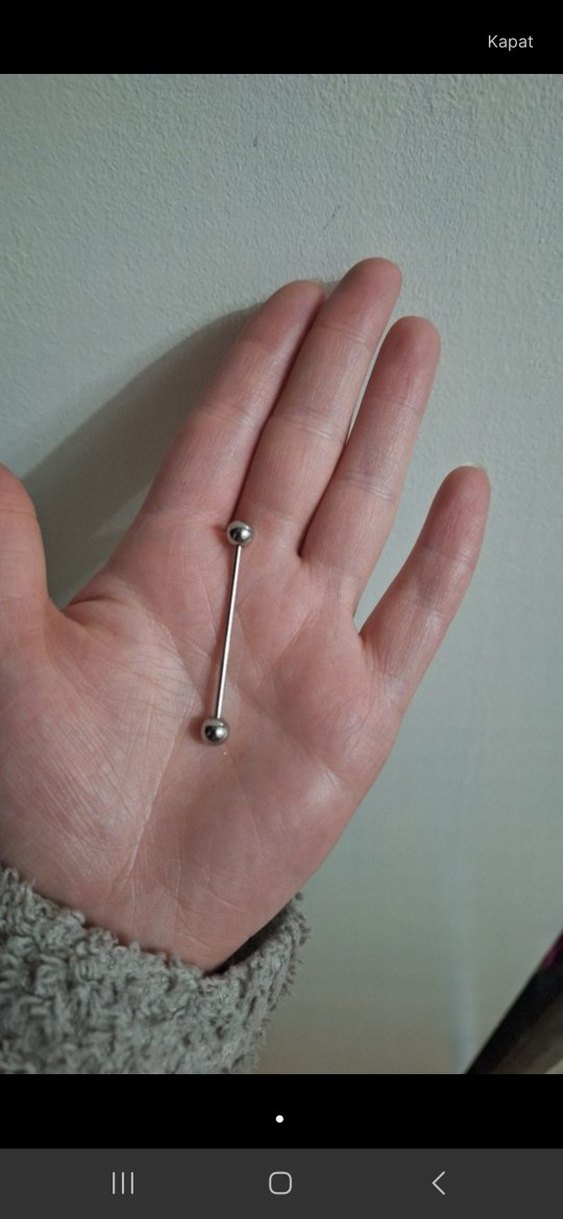 Minimalist köprü kuşak piercing Gri Metal - Görsel 2