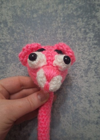 Renkli örgü Pembe panter charm - Görsel 2