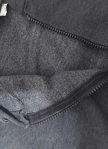 xs Beden antrasit crop fermuarlı sweatshirt 