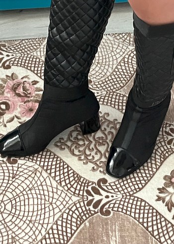 Siyah Yılan Desenli Tokalı Dizüstü Bot - Görsel 2