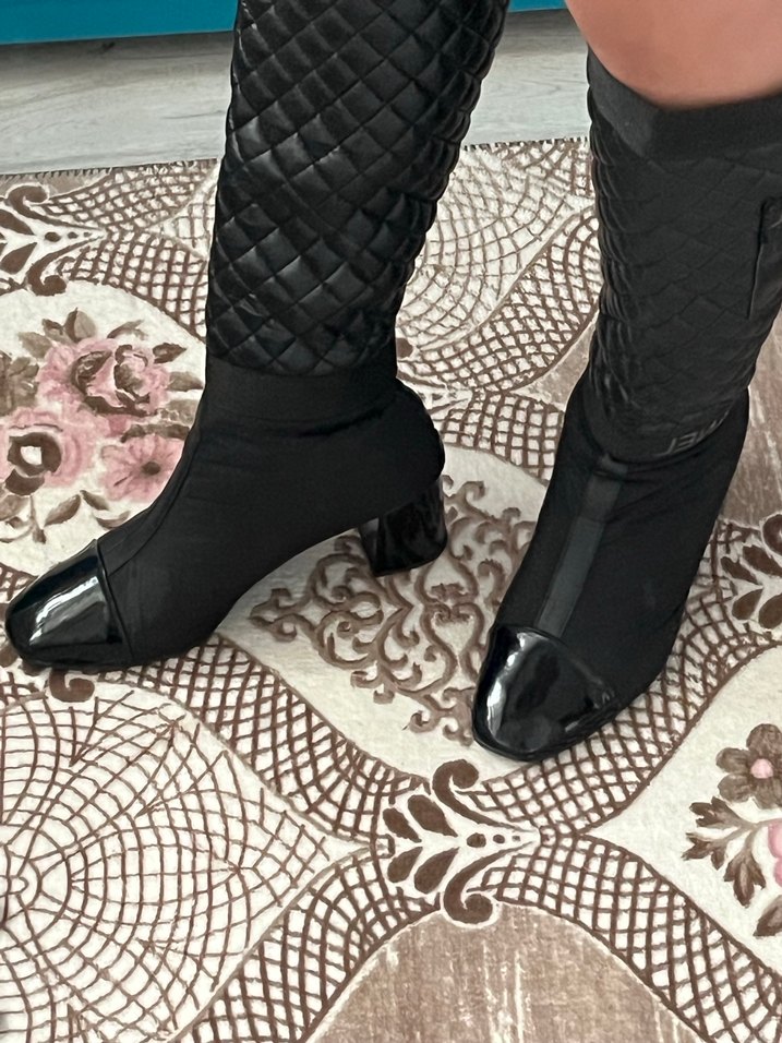 Siyah Yılan Desenli Tokalı Dizüstü Bot - Görsel 2