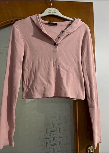 Düğmeli Pembe Uzun Kollu Kadın Bluz