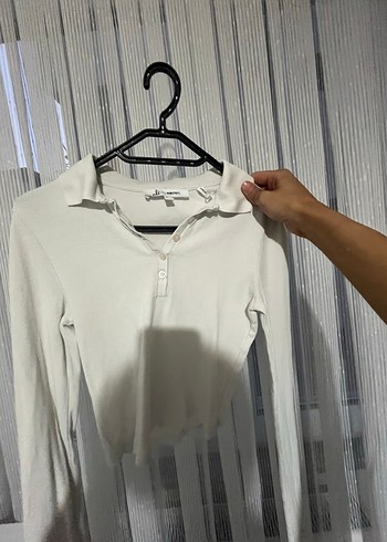 Beyaz Uzun Kollu Düğmeli Kadın Gömlek - Görsel 3