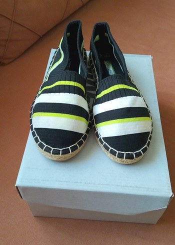 Renkli Çizgili Kadın Dolgu Topuk Espadril - Görsel 4