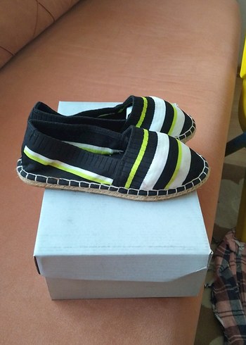 Renkli Çizgili Kadın Dolgu Topuk Espadril - Görsel 6