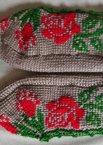 El Örgüsü Çiçek Desenli patikler - Görsel 7