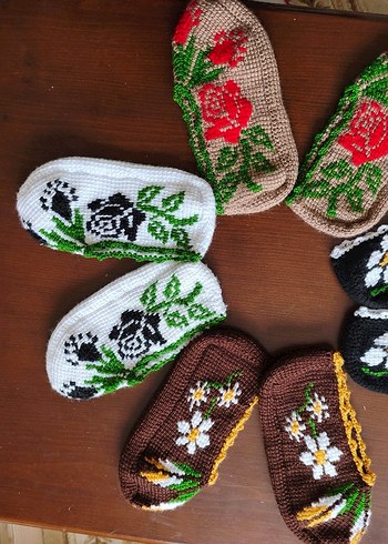 El Örgüsü Çiçek Desenli patikler - Görsel 10