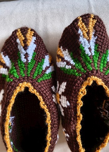 El Örgüsü Çiçek Desenli patikler - Görsel 8