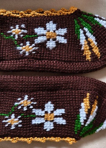 El Örgüsü Çiçek Desenli patikler - Görsel 5