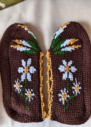 El Örgüsü Çiçek Desenli patikler - Görsel 4