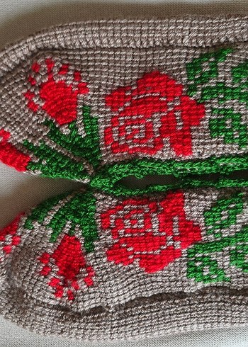 El Örgüsü Çiçek Desenli patikler - Görsel 6