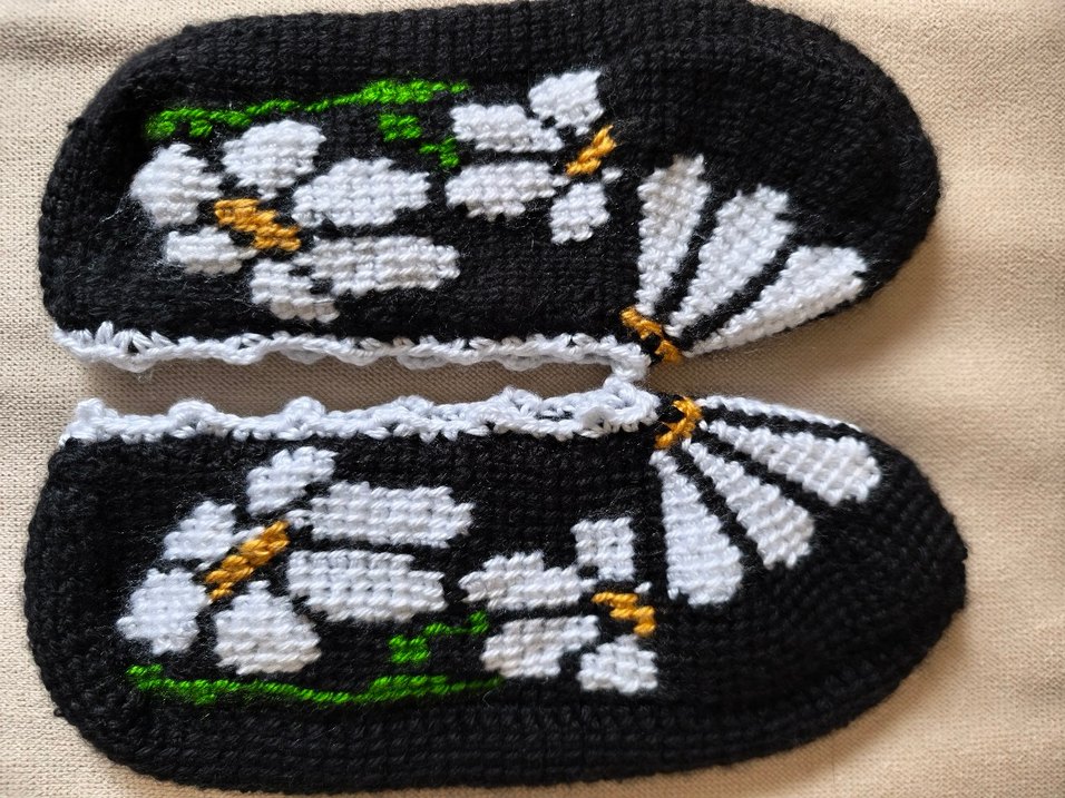 El Örgüsü Çiçek Desenli patikler - Görsel 3