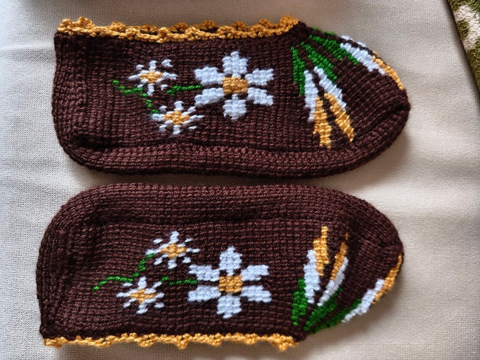 El Örgüsü Çiçek Desenli patikler - Görsel 5