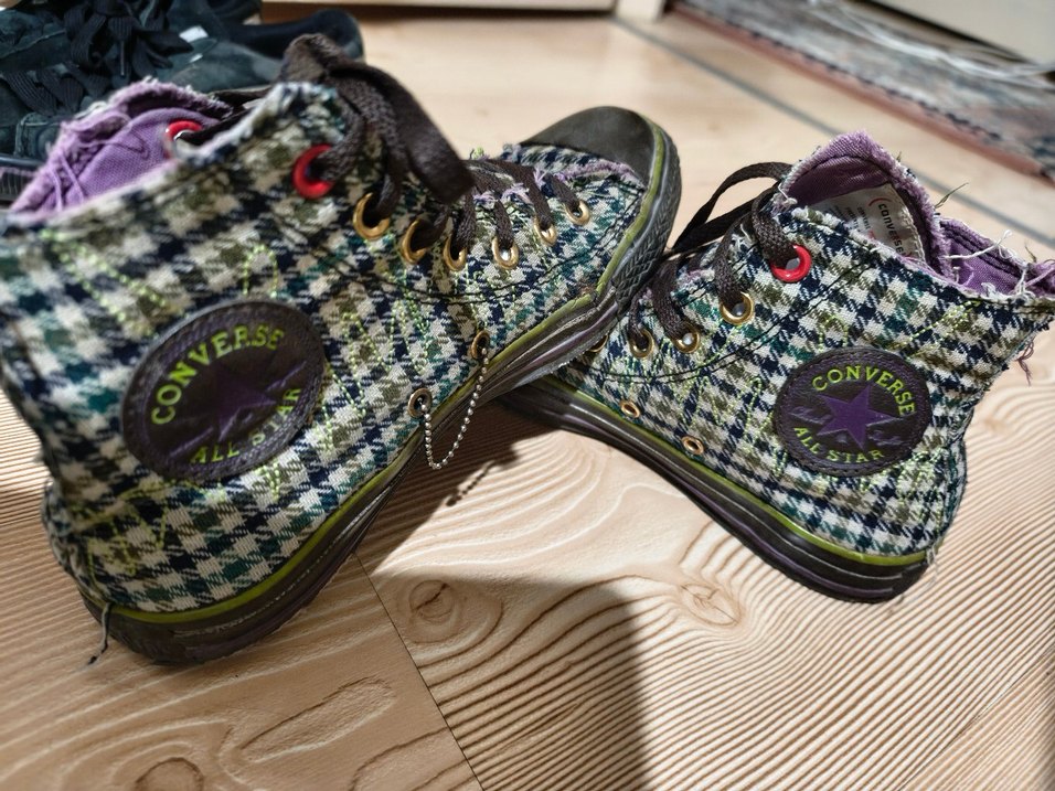 Renkli Kareli Kadın Converse - Görsel 5