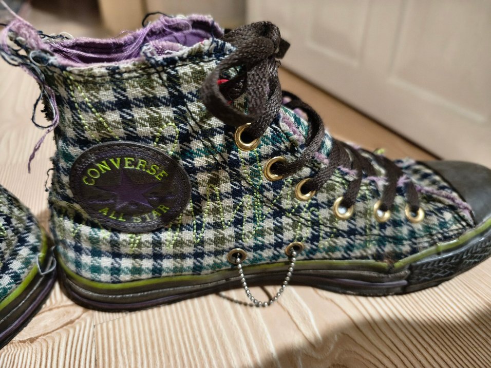 Renkli Kareli Kadın Converse - Görsel 4