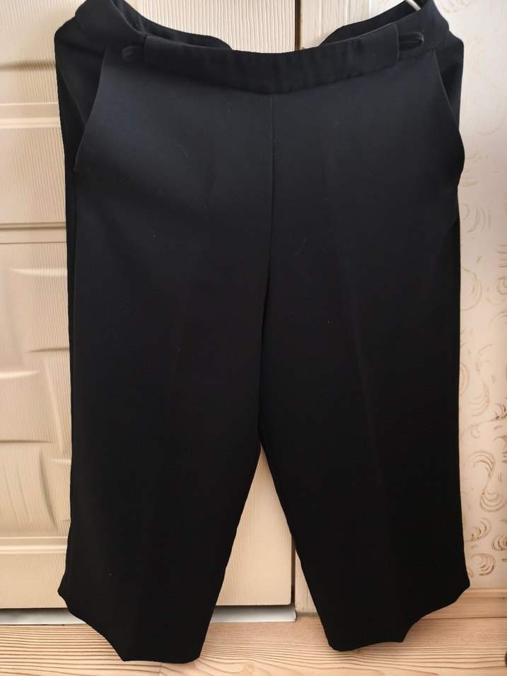Siyah koton kumaş kapri pantolon - Görsel 5