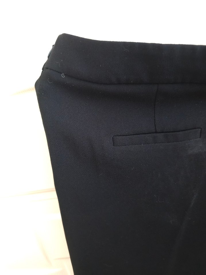 Siyah koton kumaş kapri pantolon - Görsel 4