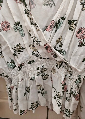 Çiçek Desenli Uzun Kollu V Yaka Bohem Bluz - Görsel 8