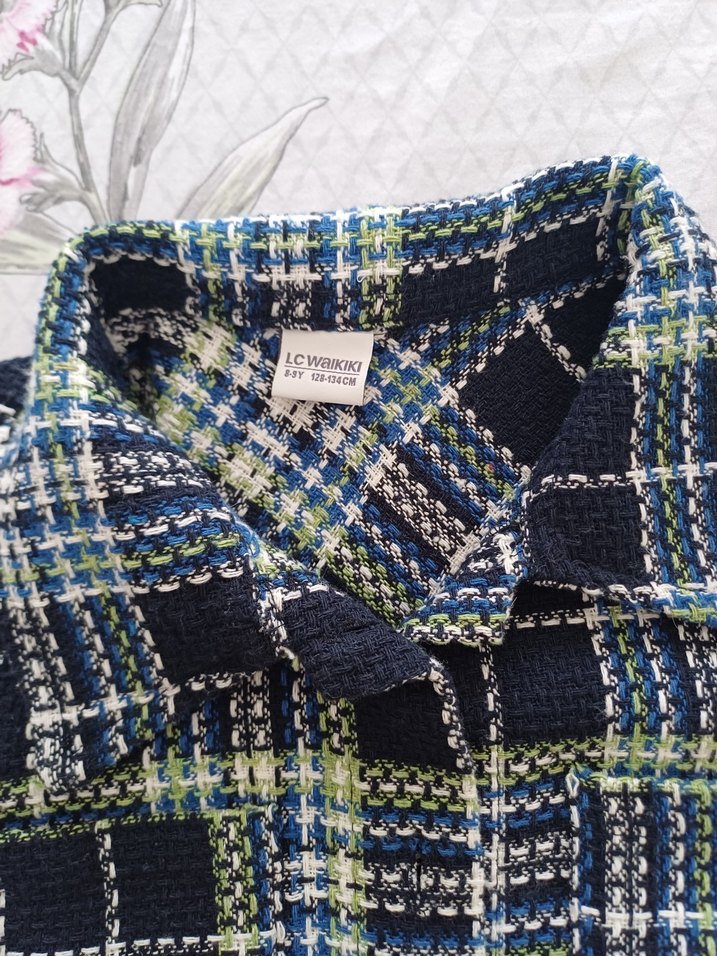 Kız Çocuk Çok Renkli Uzun Kollu ekose  ceket - Görsel 2